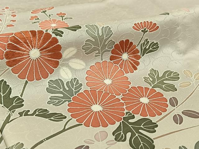 平和屋着物▽訪問着 単衣 刺繍 草花文 暈し染め 正絹 逸品 AABF6421jh