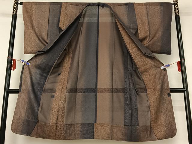 平和屋着物▽道行コート スリーシーズン 春夏秋 塵除け 間道 ロング丈 正絹 逸品 AABF6429jh