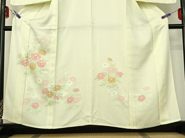 平和屋着物▽訪問着 単衣 刺繍 草花文 正絹 逸品 AABF6434jh