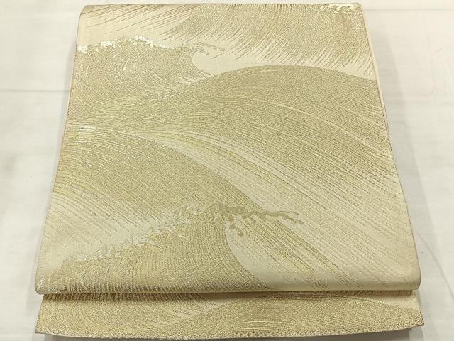 平和屋着物◎西陣 六通柄袋帯 立波文 金糸 正絹 逸品 AABF6495uk