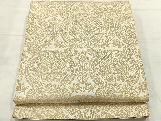 平和屋着物◎六通柄袋帯 双鳥花文 金糸 正絹 逸品 AABF6504uk