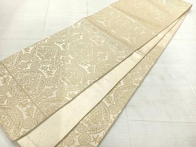 平和屋着物◎六通柄袋帯 双鳥花文 金糸 正絹 逸品 AABF6504uk