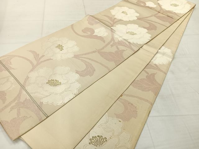 平和屋着物◎六通柄袋帯 花唐草文 金糸 正絹 逸品 AABF6547uk