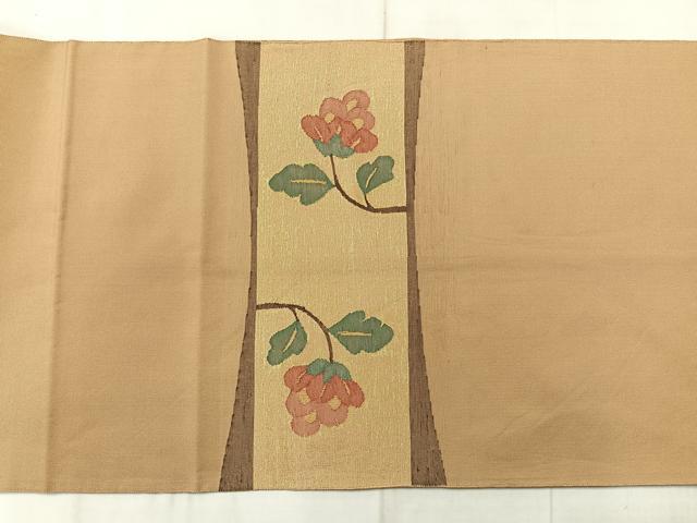 平和屋着物◎太鼓柄袋帯 すくい織 花鳥文 金糸 正絹 逸品 AABF6560uk