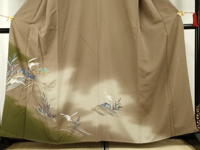 平和屋着物●水谷八重子 訪問着 立波に跳び兎 暈し染め 金彩 正絹 逸品 未使用 AABF6561cs