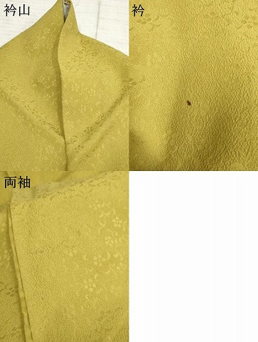 平和屋着物●上質な色無地 作家物 花唐草地紋 青朽葉色 正絹 逸品 AABF6566cs