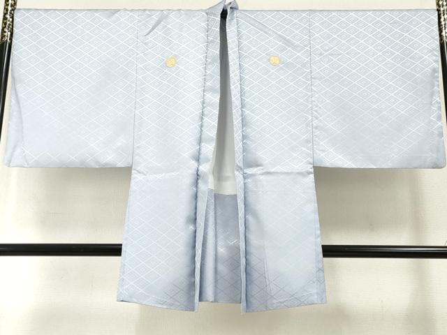 平和屋着物●男性 色紋付・羽織セット 花菱地紋 秘色色 キングサイズ 洗える着物 AABF6567cs