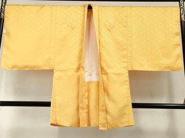 平和屋着物●男性 色紋付・羽織セット 花菱地紋 藤金色 洗える着物 未使用 AABF6568cs