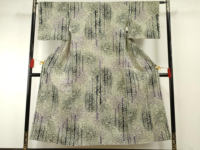 平和屋着物●上質な小紋 型染め 笹竹文 暈し染め 正絹 逸品 AABF6569cs