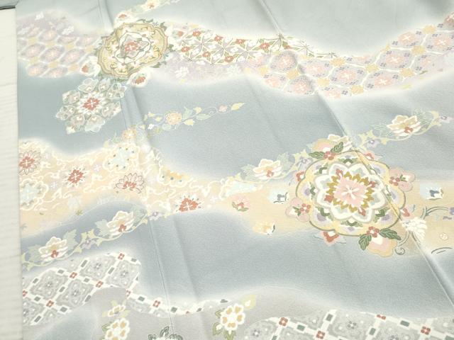 平和屋着物●訪問着 友禅 駒刺繍 正倉院花文 暈し染め 金彩 正絹 逸品 AABF6571cs