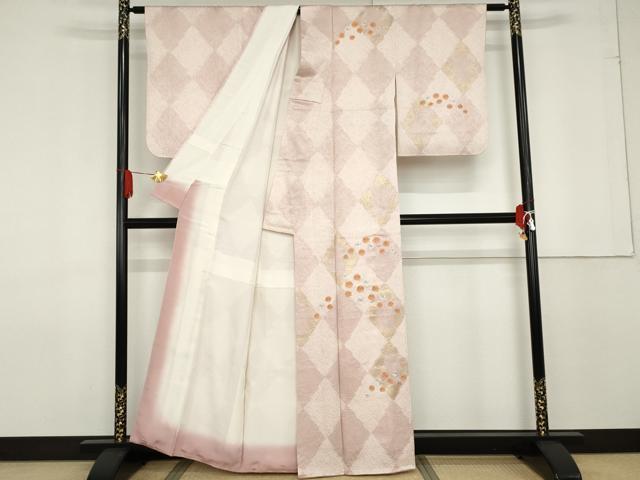 平和屋着物●銀座きしや 訪問着 絞り 刺繍 舞花文 金糸 金彩 たとう紙付き 正絹 逸品 AABF6587cs