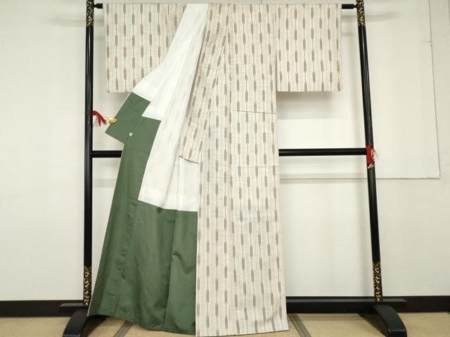 平和屋着物●ぜんまい紬 矢羽間道 正絹 逸品 AABF6591cs