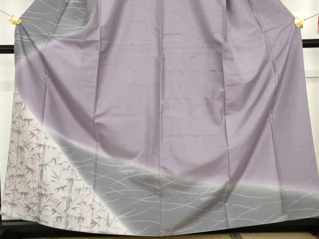 平和屋着物●訪問着 白山紬 笹竹文 正絹 逸品 AABF6594cs