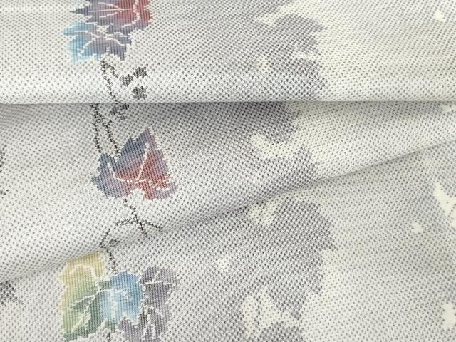 平和屋着物●本場大島紬 白大島 カタス7マルキ 総絣 蔦の葉間道 正絹 逸品 AABF6596cs