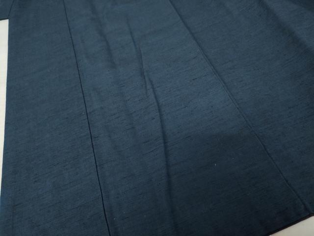 平和屋着物●男性 紬 アンサンブル 色無地 紺青色 正絹 逸品 AABF6603cs
