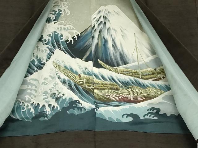 平和屋着物●男性 髭紬 アンサンブル 色無地 千歳茶色 正絹 逸品 AABF6604cs