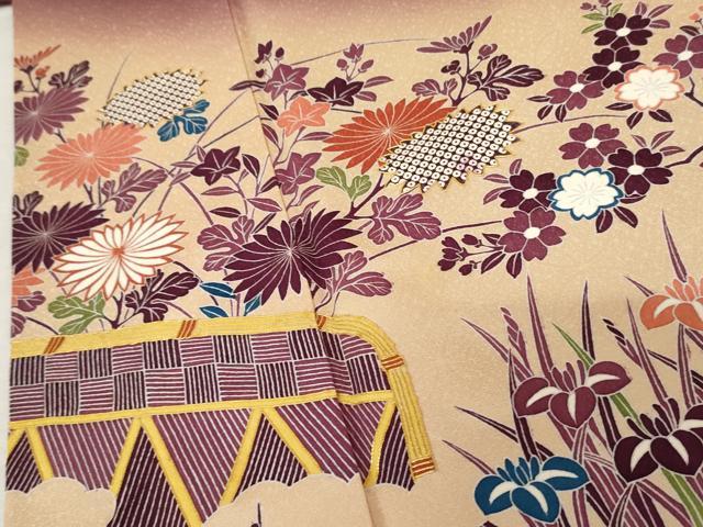 平和屋着物●人間国宝 五代 田畑喜八 訪問着 駒刺繍 笹梅枝花文 暈し染め 正絹 逸品 AABF6609cs