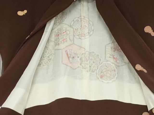 平和屋着物∞道中着 瓢箪 金彩 鬼しぼ縮緬 正絹 逸品 AABF6611cs