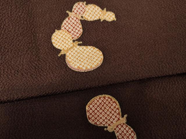 平和屋着物∞道中着 瓢箪 金彩 鬼しぼ縮緬 正絹 逸品 AABF6611cs