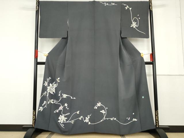 平和屋着物●本加賀友禅作家 松島由美 訪問着 枝花文 正絹 逸品 AABF6612cs