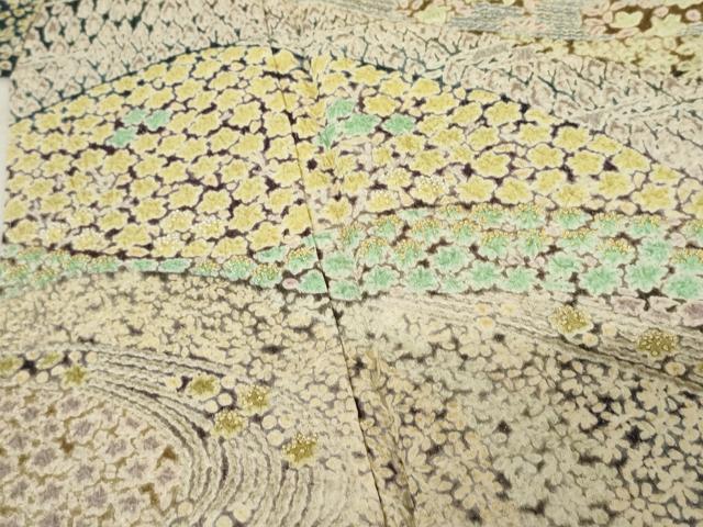 平和屋着物●訪問着 中国三大刺繍 相良刺繍 作家物 絞り 葉葦工房 樹林舞花文 銀通し地 正絹 逸品 未使用 AABF6614cs