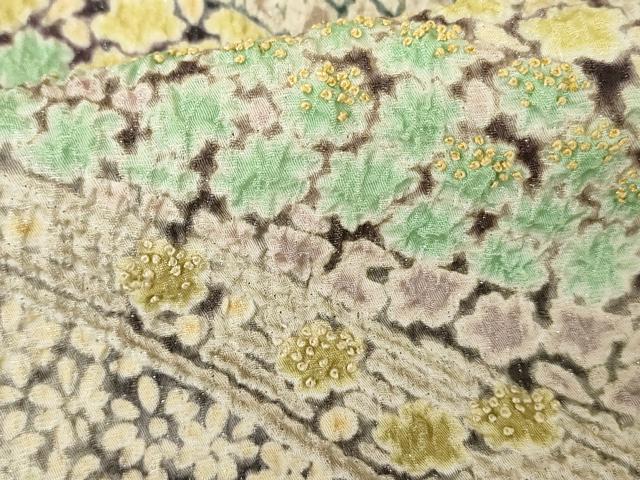 平和屋着物●訪問着 中国三大刺繍 相良刺繍 作家物 絞り 葉葦工房 樹林舞花文 銀通し地 正絹 逸品 未使用 AABF6614cs