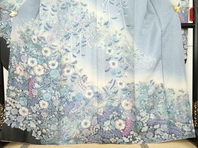 平和屋着物●豪華振袖 辻が花 暈し染め 銀通し地 正絹 逸品 AABF6617cs