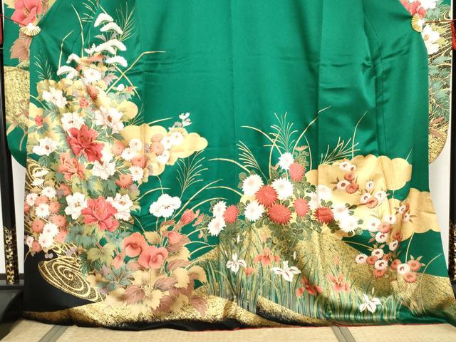 平和屋着物●豪華振袖 雲取り流水草花文 金彩 正絹 逸品 AABF6632cs