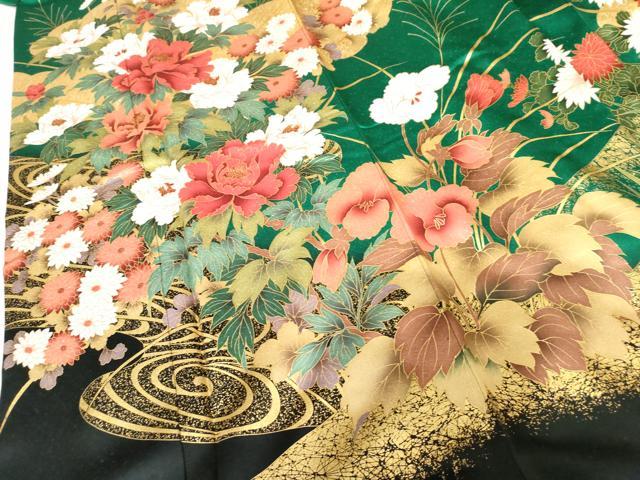 平和屋着物●豪華振袖 雲取り流水草花文 金彩 正絹 逸品 AABF6632cs
