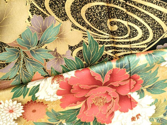 平和屋着物●豪華振袖 雲取り流水草花文 金彩 正絹 逸品 AABF6632cs