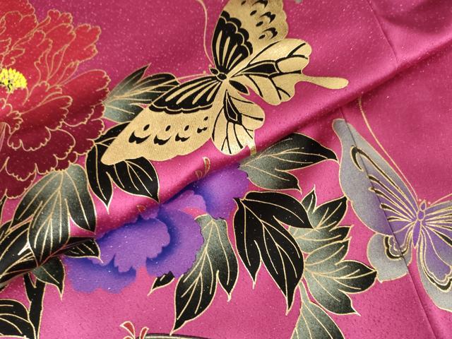 平和屋着物●豪華振袖 花蝶文 暈し染め 銀通し地 正絹 逸品 AABF6637cs