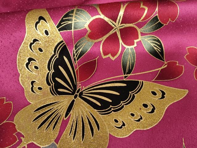平和屋着物●豪華振袖 花蝶文 暈し染め 銀通し地 正絹 逸品 AABF6637cs