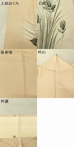 平和屋着物▽訪問着 単衣 手描き 草花文 暈し染め 正絹 逸品 AABF6642jh