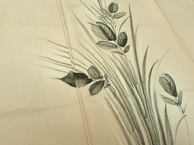 平和屋着物▽訪問着 単衣 手描き 草花文 暈し染め 正絹 逸品 AABF6642jh