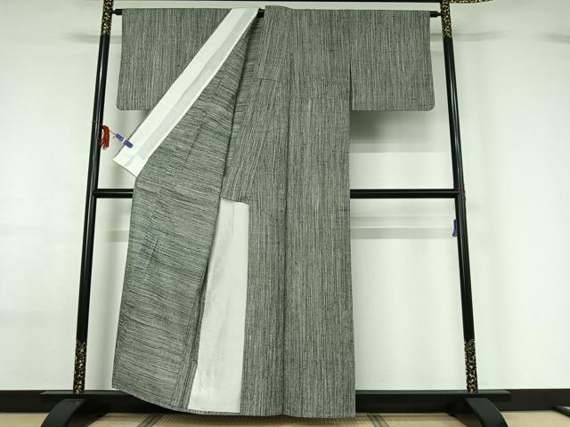 平和屋着物▽上質な紬 単衣 縞 正絹 逸品 AABF6650jh