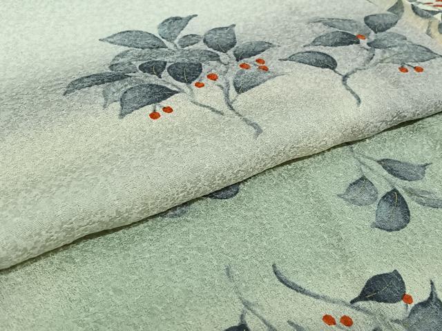 平和屋着物▽上質な小紋 単衣 南天文 暈し染め 金彩 正絹 逸品 AABF6651jh