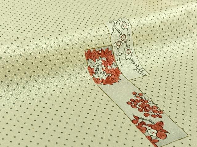 平和屋着物▽上質な小紋 単衣 手描き 短冊花文 金彩 正絹 逸品 AABF6655jh