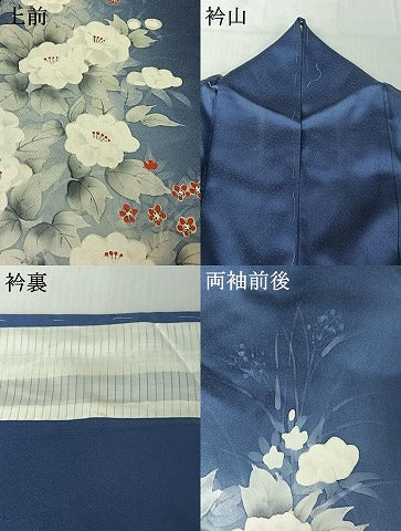 平和屋着物▽訪問着 単衣 手描き 草花文 暈し染め 正絹 逸品 AABF6658jh