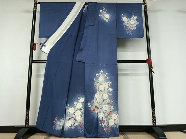平和屋着物▽訪問着 単衣 手描き 草花文 暈し染め 正絹 逸品 AABF6658jh