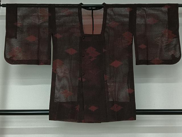 平和屋着物▽道行コート スリーシーズン 春夏秋 塵除け 松皮菱文 正絹 逸品 AABF6659jh