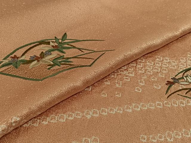 平和屋着物▽訪問着 単衣 絞り 刺繍 地紙花文 金糸 正絹 逸品 AABF6666jh