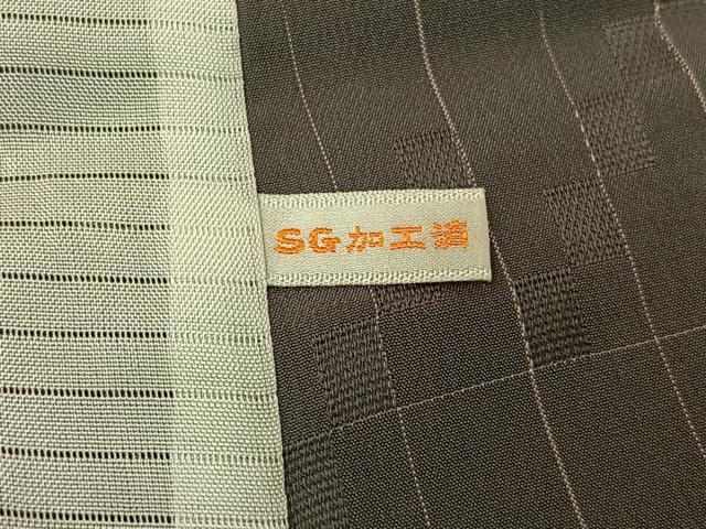平和屋着物▽お召 単衣 格子 ロング丈 正絹 逸品 AABF6677jh