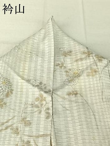 平和屋着物▽上質な小紋 単衣 紬地 手描き 草花文 金彩 正絹 逸品 AABF6678jh