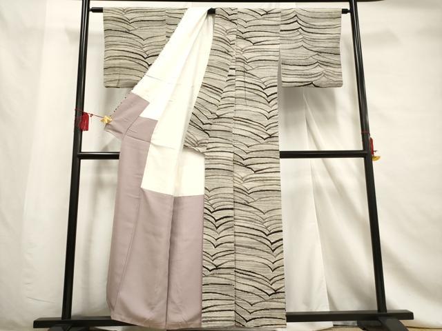 平和屋着物■上質な小紋 変わり横縞 正絹 逸品 AABF6684br