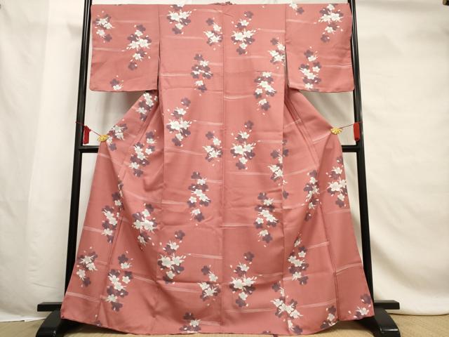平和屋着物■小紋 舞桜文 洗える着物 AABF6706br