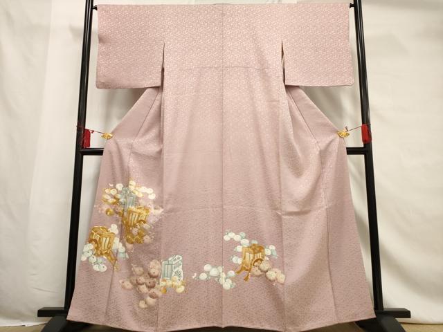平和屋着物■豪華色留袖 駒刺繍 御所車菊文 金彩 金銀糸 正絹 逸品 AABF6715br