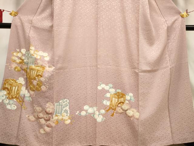 平和屋着物■豪華色留袖 駒刺繍 御所車菊文 金彩 金銀糸 正絹 逸品 AABF6715br