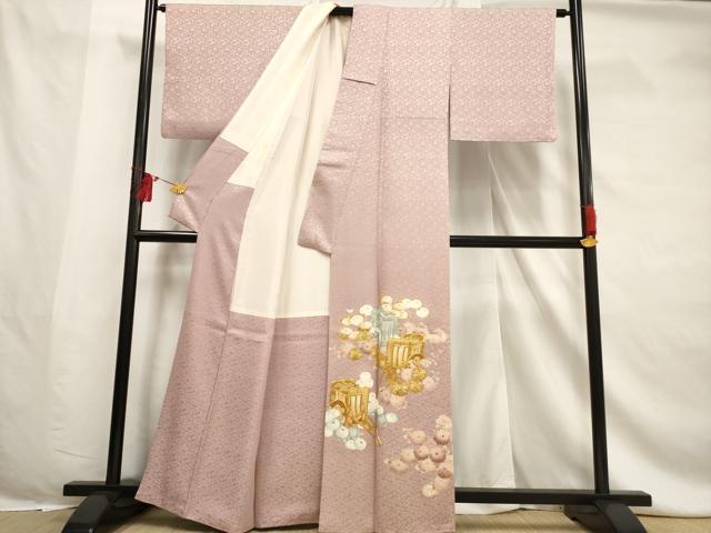 平和屋着物■豪華色留袖 駒刺繍 御所車菊文 金彩 金銀糸 正絹 逸品 AABF6715br