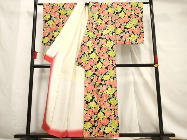 平和屋着物■上質な小紋 枝花文 正絹 逸品 AABF6737br