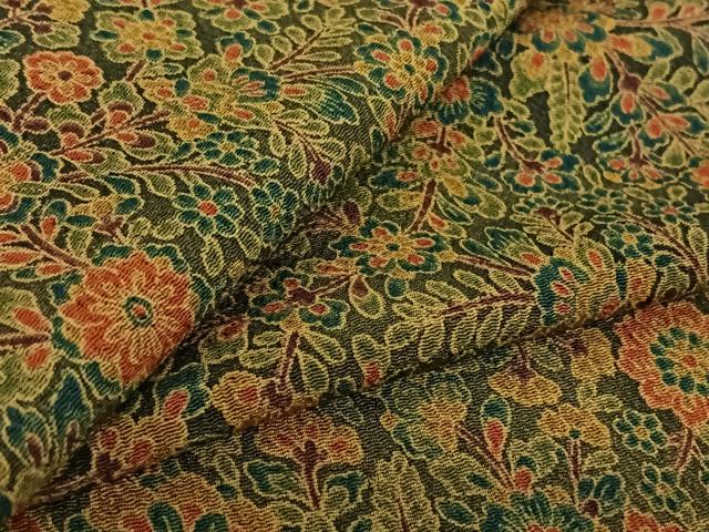 平和屋着物▽上質な小紋 単衣 更紗花文 鬼しぼ縮緬 正絹 逸品 AABF6774jh